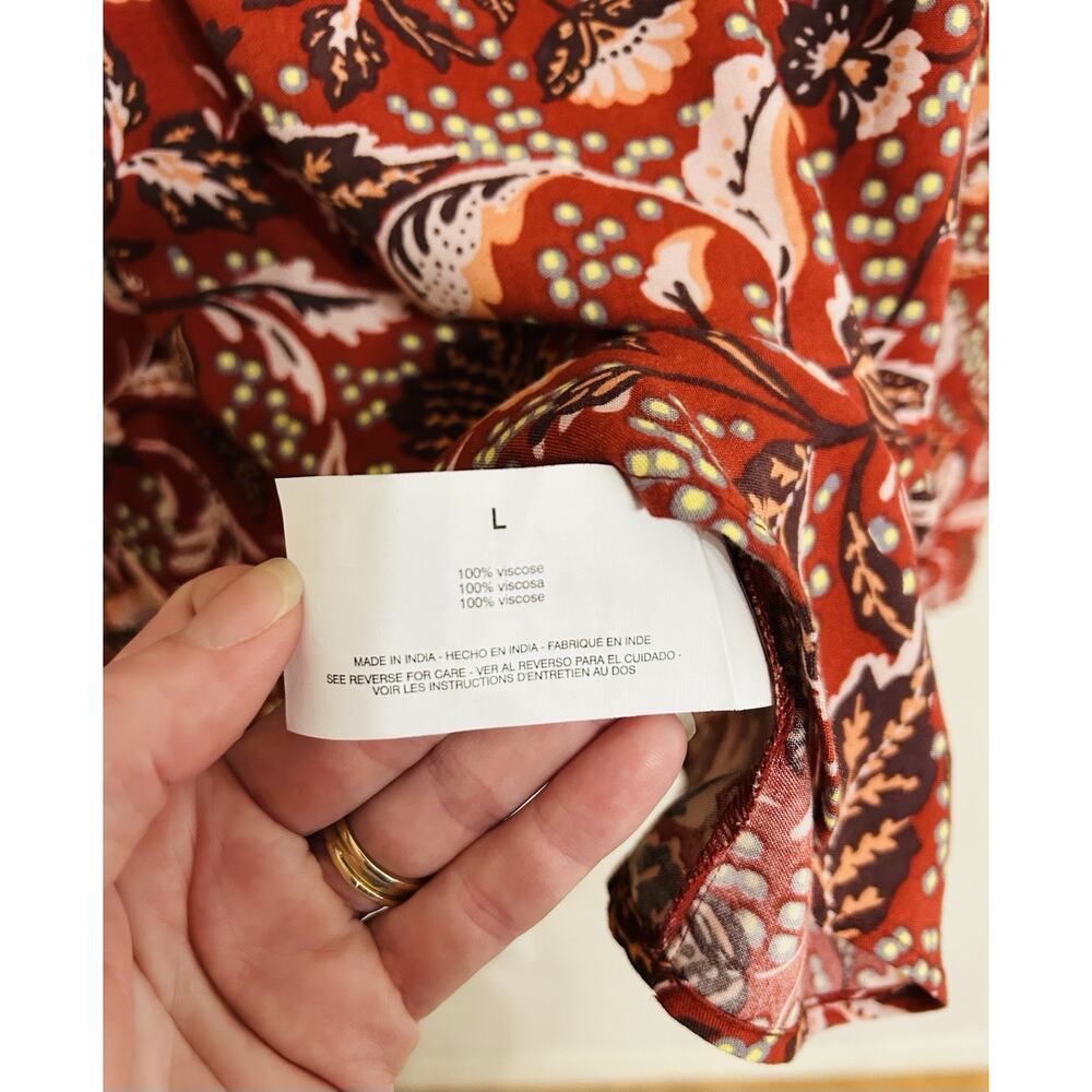 Jessica Simpson Leaves Blouse Kimono Sleeve Size Large - Picture 5 of 6